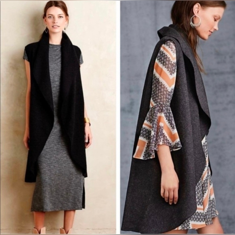 Moth Anthropologie long wool vest M/L